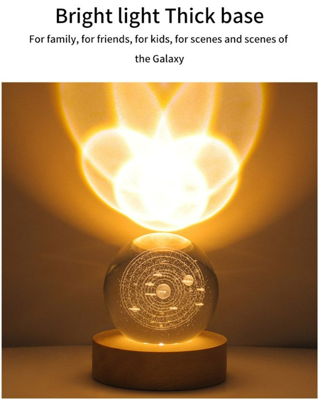 Luminous Crystal Ball Galaxy Night Light Decoration 3D Laser Carved - Earth_2