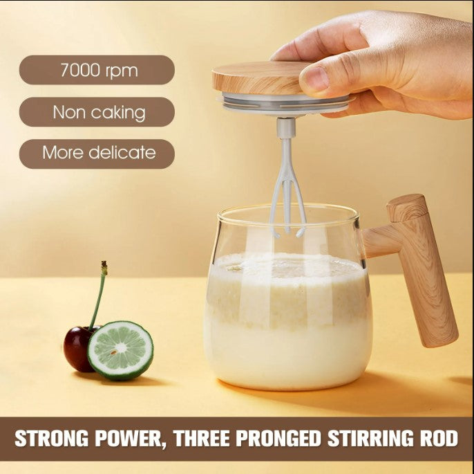 Self Stirring Coffee Cup Electric Stirring Glass Mug Mapple Grain Transparent_1