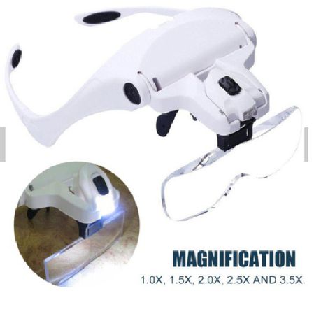 Adjustable 5 Lens LED Light Headband Magnifying Glasses_2