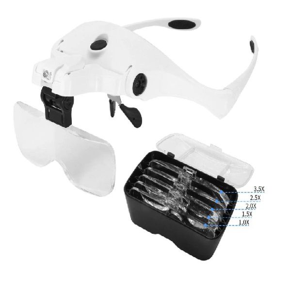 Adjustable 5 Lens LED Light Headband Magnifying Glasses_1