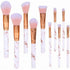 10 Piece Marble Style Professional Makeup Brush Cosmetic Set - Pink_0