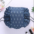 Drawstring Cosmetic Bag Travel Organizer - Navy Feather_0